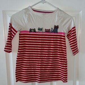 Mini Boden Red and White Sunglasses Cats Tee
